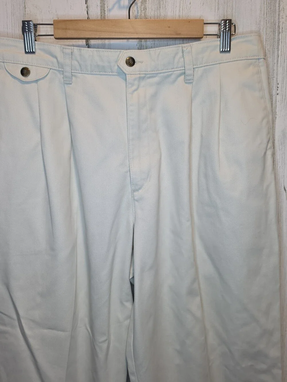 Dockers Loose Fit Pleated Chino Pants 36x30 Ivory Cream Vintage 90s